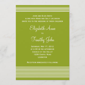 Convite para Casamento com Striping Verde e Branco