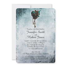 Convite para Casamento com Teal Heart Steampunk
