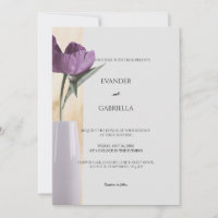 convite para casamento com vaso de flor