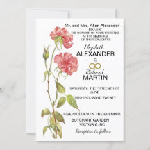 Convite para casamento cor d'água do cravo rosa