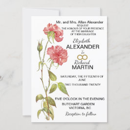 Convite para casamento cor d'água do cravo rosa