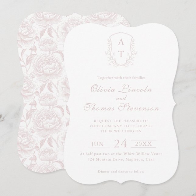 Convite para Casamento Cor-de-Rosa Esmagada com Pi (Frente/Verso)