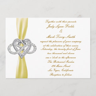 Convite para Casamento Coração Infinito Amarelo