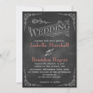 Convite para Casamento Coral Chalkboard
