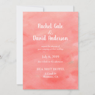 Convite para Casamento Coral Dreams Watercolor