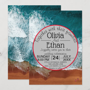 Convite para Casamento Costeiro Azul marinho Cláss