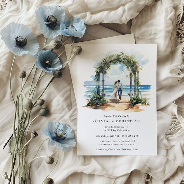 Convite para Casamento Costeiro de Praia de Waterc (Criador carregado)