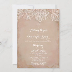 Convite para Casamento Cristão Rosa Vintage