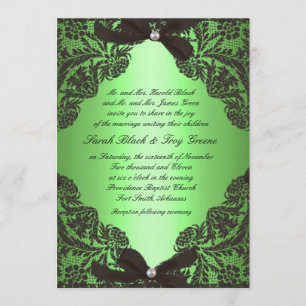 Convite para casamento da Apple Green and Black La