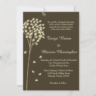 Convite para Casamento da Árvore Elegante Brown 5x