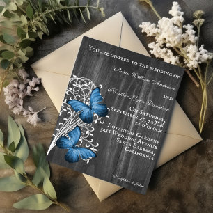 Convite para casamento da borboleta russa azul