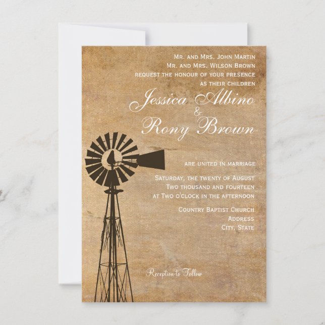 Convite para Casamento da Canvas Rustic Country (Frente)