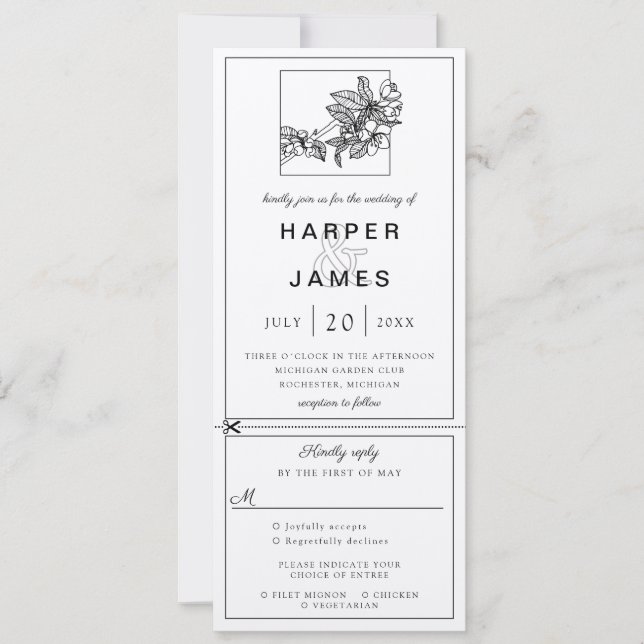 Convite para casamento da Cherry blosom w rsvp ane (Frente)