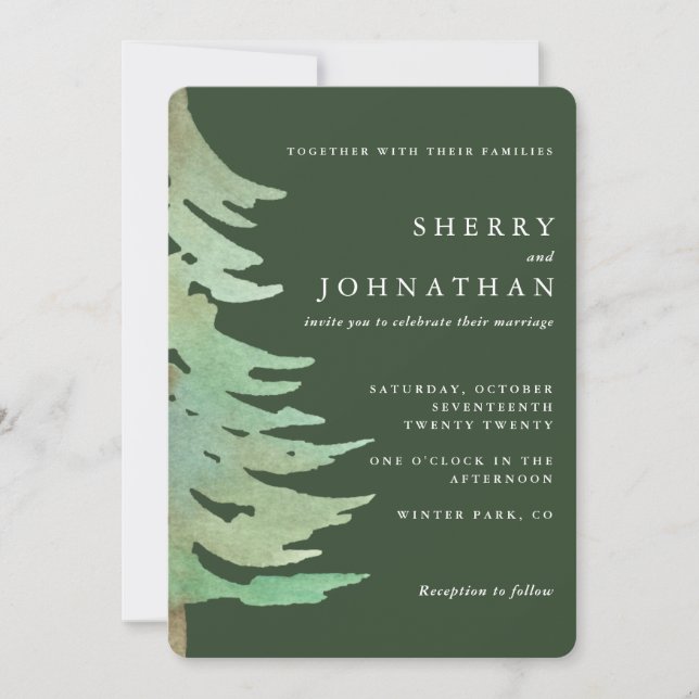 Convite para casamento da floresta aquática (Frente)