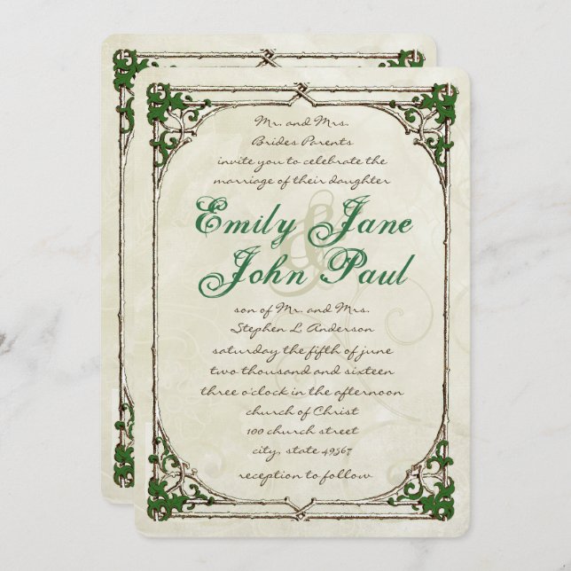 Convite Para Casamento Da Fronteira Da Costa Do Ma (Frente/Verso)