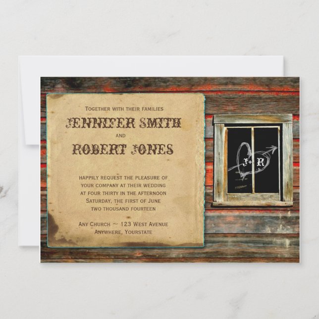 Convite Para Casamento Da Janela Do Coração Da Mad (Frente)