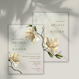 Convite para Casamento da Magnolia Branca Oriental