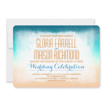 Convite para casamento da praia de Blue ombre