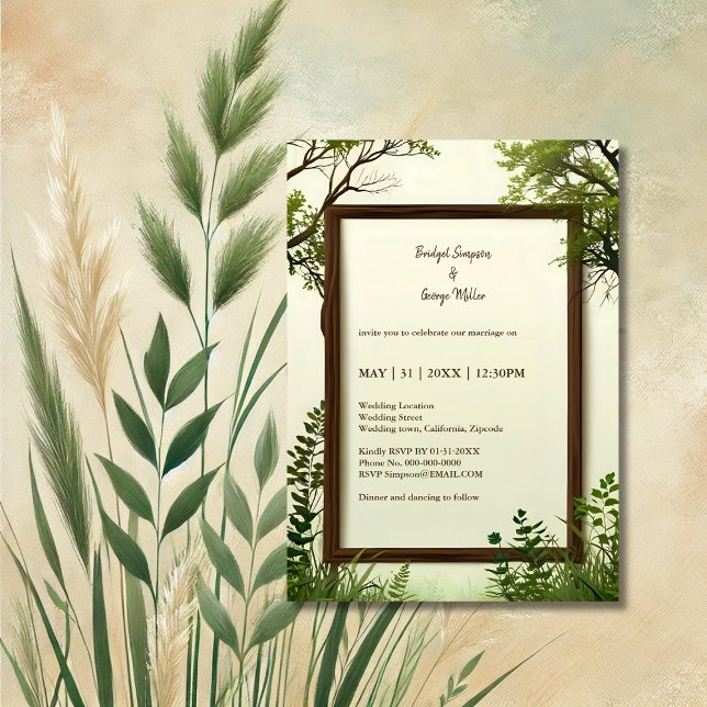 convite para casamento da rústica Greenery Tree Fr (Criador carregado)