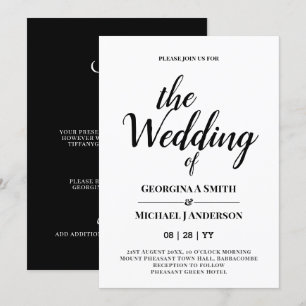 Convite para casamento da tipografia branca cláss