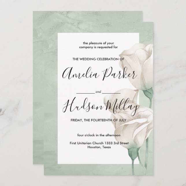 convite para casamento da Trendy Greenery (Frente/Verso)