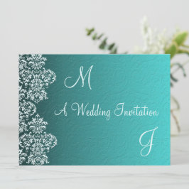 Convite para Casamento Damask Turquoise