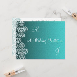 Convite para Casamento Damask Turquoise