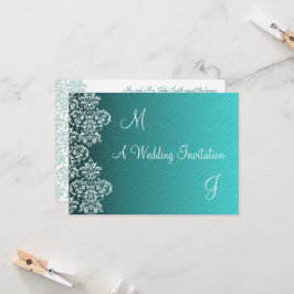 Convite para Casamento Damask Turquoise