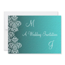 Convite para Casamento Damask Turquoise