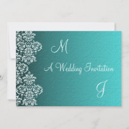 Convite para Casamento Damask Turquoise