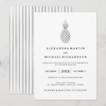 Convite para Casamento de Abacaxi de Prata Elegant