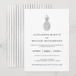 Convite para Casamento de Abacaxi de Prata Elegant