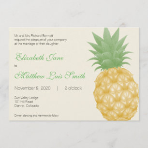 Convite para casamento de abacaxi tropical bilíngu