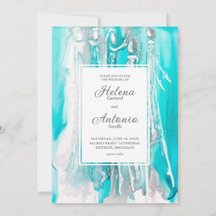 Convite para Casamento de Abstrato de Teal Turquoi
