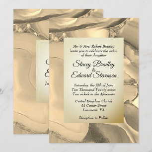 Convite para Casamento de Agata de Marble Dourada