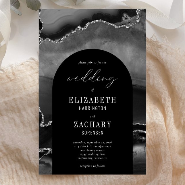 Convite para Casamento de Agata Preta de Arca Orça (Criador carregado)