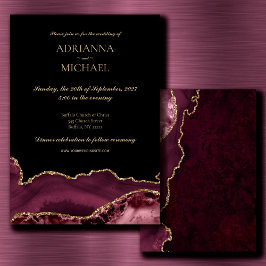 Convite para Casamento de Agata Rosa-Rosa-Elegante