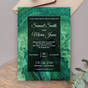 Convite para Casamento de Agate Verde Moderno Eleg