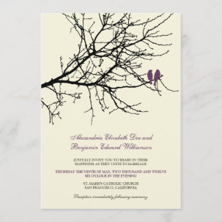 Convite para Casamento de Amar Aves (ameixa)