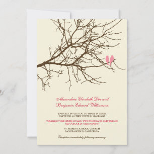 Convite para Casamento de Amar Aves (castanho/rosa