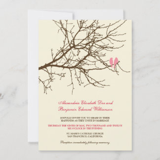Convite para Casamento de Amar Aves (castanho/rosa