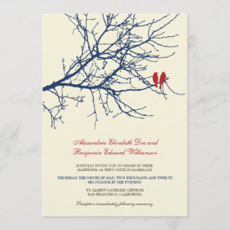 Convite para Casamento de Amar Aves (marinho)