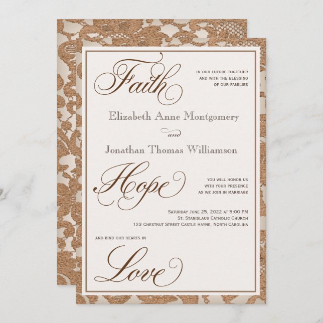 Convite para Casamento de Amor com Esperança de Au (Frente/Verso)