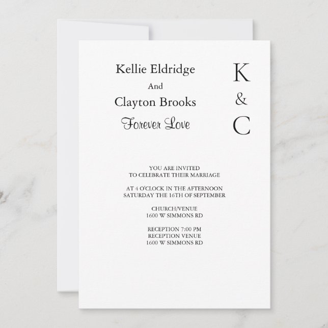 Convite para Casamento de Amor para Sempre (Frente)