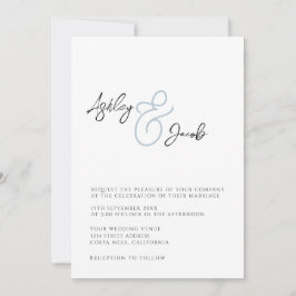 Convite para Casamento de Ampersand Azul Elegante