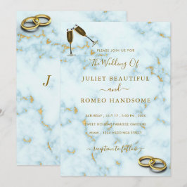 Convite para Casamento de Anéis Brancos Dourados E