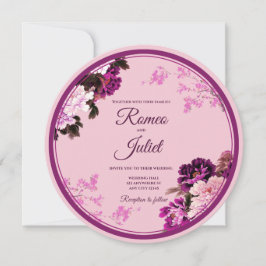 Convite para Casamento de Anel Floral Roxo