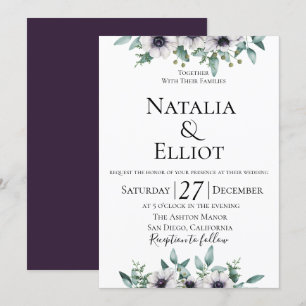 Convite para Casamento de Anemone Eucalyptus