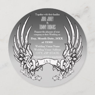 Convite para Casamento de Angel Wings & Ribbon Ban