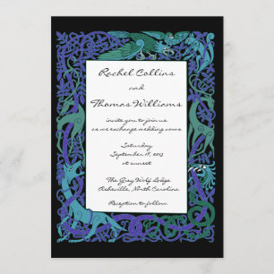 Convite para Casamento de Animais Azuis Celtas à L